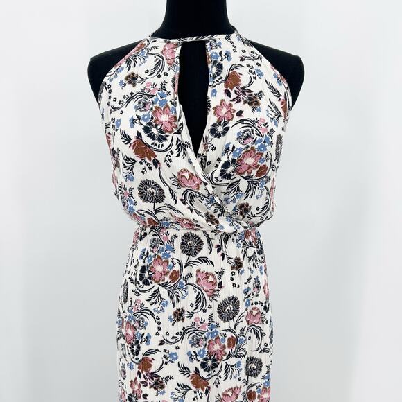 American Eagle Outfitters Halter Floral Maxi Dress Neutral Tassel Womens Sz S - Picture 4 of 12